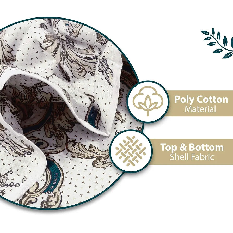 Divine Casa Glace Cotton 120 GSM Reversible Lightweight Printed Double Bed AC Dohar Blanket Quilt TC - 120 Colour Beige and Brown