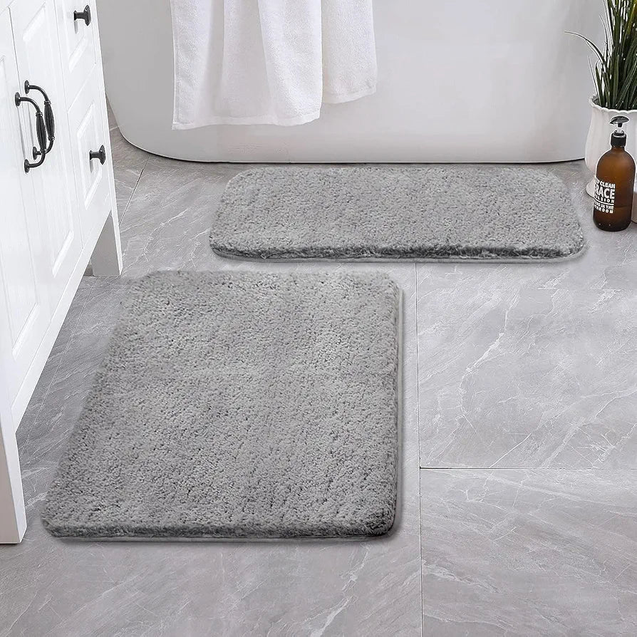 Luxe Home International Bath Mat Super Soft Ultra Absorbent Rectangular Mat Colour Grey (Pack of 2)