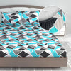 Divine Casa 144 TC 100% Cotton Abstract Print Blue Super Soft Bedsheet Elastic Fitted King Size Bed Colour Crystal Teal
