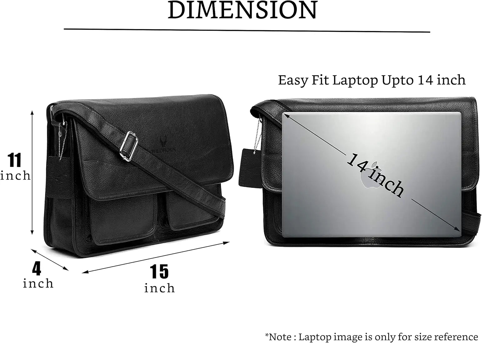 WildHorn Urban Edge100% Leather Laptop Messenger Black Men's Bag 