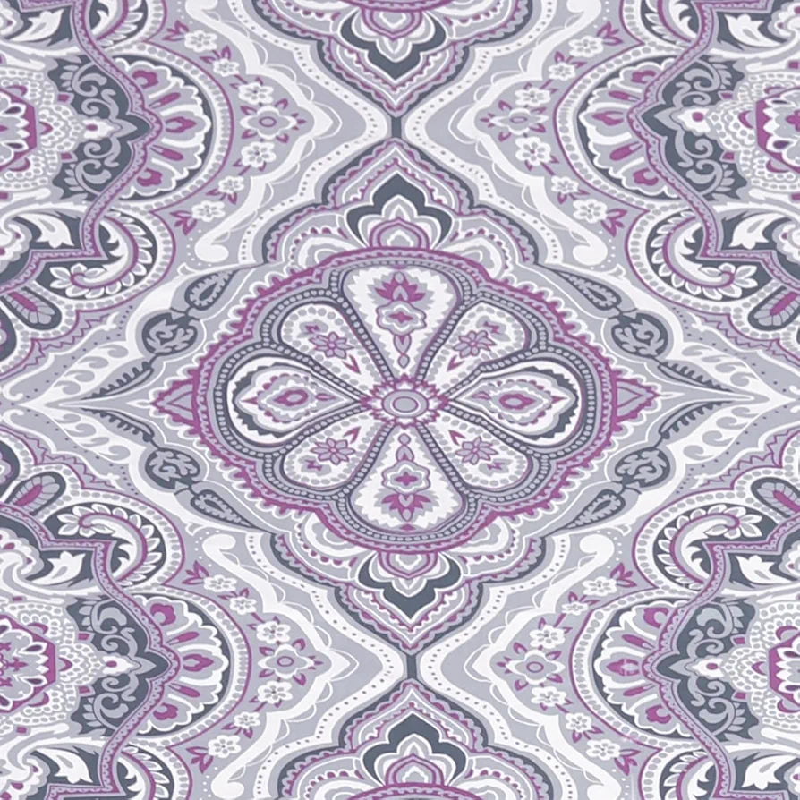 Cloth Fusion Glace Cotton Bed Sheet King Size Bed with 2 Pillow Covers 150 TC Floral Bedsheet Mauve Mandalas Colour