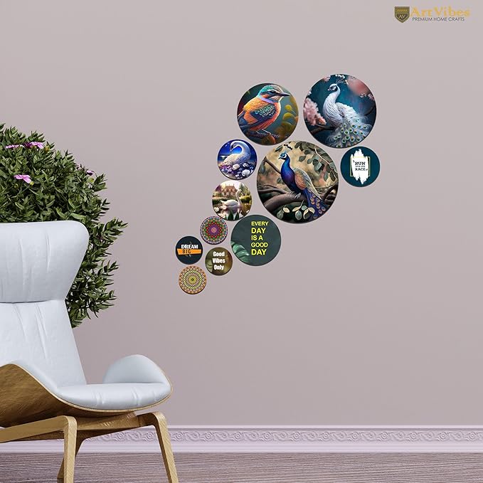 Artvibes Decorative Wooden Wall Hanging Decoration Item | Pack of 11 Pieces