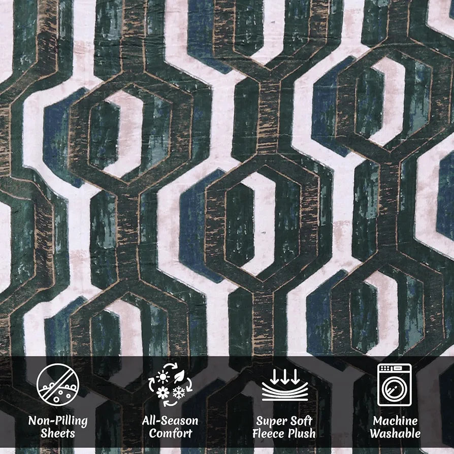 Cloth Fusion 190 TC Warm Winter Bedsheet for Double Bed King Size with 2 Pillow Covers Honeycomb