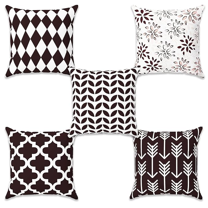 Story@Home Polyester Cushion Cover for Bedroom Living Room (Pack of 5 Pieces, Brown)