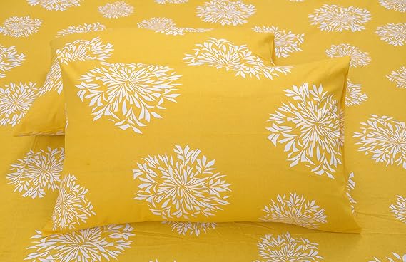 Huesland by Ahmedabad Cotton 144 TC Cotton Pillow Covers Set of 2 | Yellow