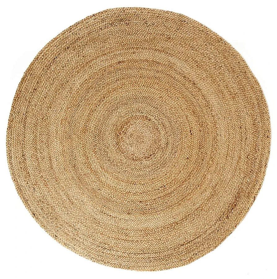 The Home Talk Natural Handcrafted Braided Round Jute Rug 80 cm Beige