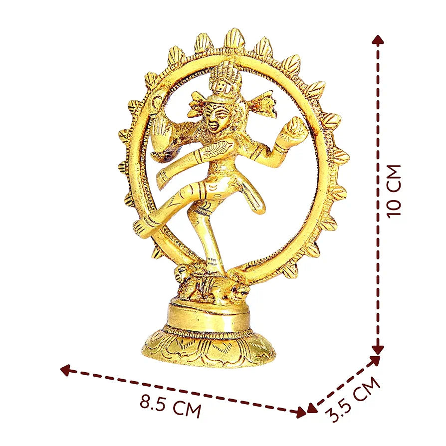 anciently Nataraj Statue Small | Nataraja Statue Small | Natarajar Statue Small Brass 10 CM Height, Gold Colour 1 No