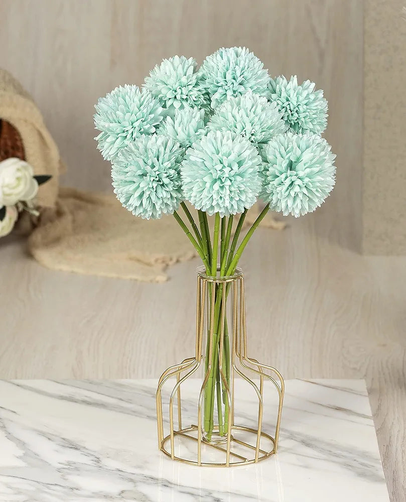 Artificial Chrysanthemum Hydrangea Ball Flower Sticks Blue