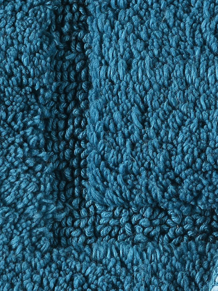 Saral Home Easy Living Cotton Anti Slip Rectangular Bathmat Set With Contour Colour Turq