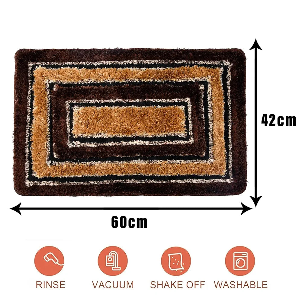 Kuber Industries Square Shape Fur Doormat Microfiber Gold & Brown
