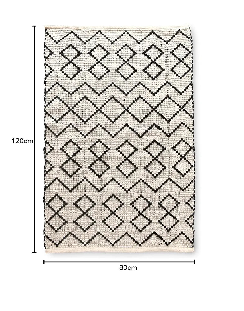 Sashaa World Woven Natural & 100% Cotton Rug Colour Natural & Black Rug