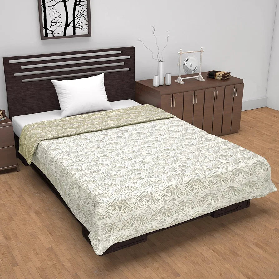 Divine Casa Microfibre 120 GSM Mild Winter Reversible Single Bed Dohar AC Blanket TC - 120 Colour Amber Green