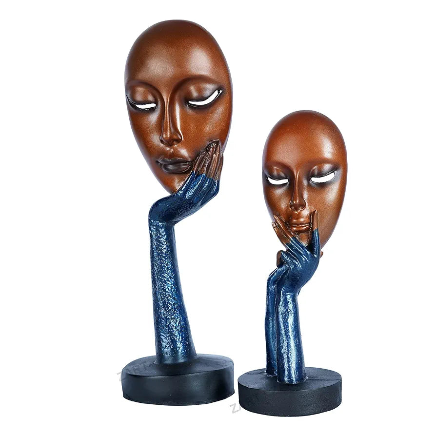 Zart New Brown Lady Face Handmade Showpiece