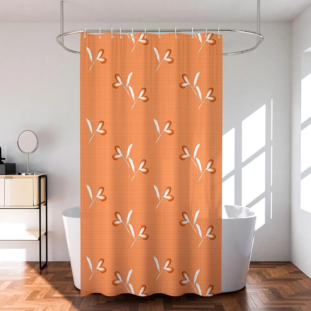 Kuber Industries Shower Curtain Bathroom Shower Curtain 8 Rings Curtain Painting Golden