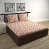 Divine Casa 144 TC Pure Cotton Double Bed Bedsheet with 2 Pillow Covers Rosy Floral Colour Sunset Red