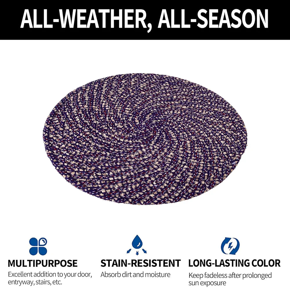Kuber Industries Round Shape Feather Door Mat Cotton Reversible Small Size Purple