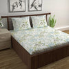 Divine Casa 144 TC Super Soft 100% Cotton Bedsheet for Double Bed  144 Thread Count Floral Colour Green Blush