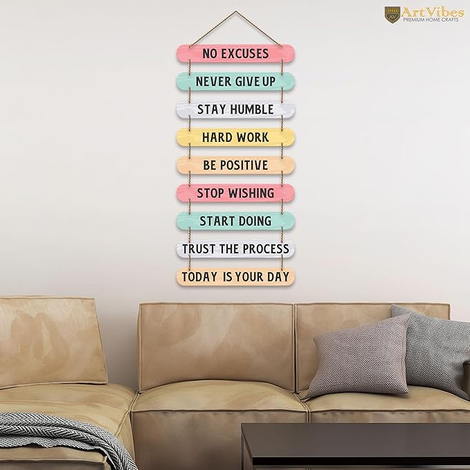 Artvibes Decorative Motivational Quotes Printed Mdf Wooden Wall Hanging | Modern Wall Decoration Accessories