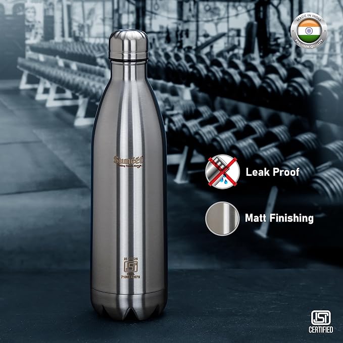 Sumeet Thermo1000 Stainless Steel 24 Hours Hot & Cold Vacuum Flask/Water Bottle Silver - pack of 2
