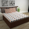 Divine Casa Double Size Bedsheet for Double Bed 144 TC Pure Cotton Queen Size with 2 Pillow Covers Colour Peach & Black