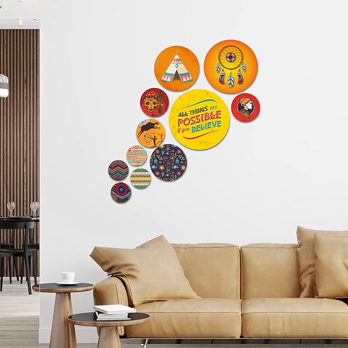 Artvibes Nature Designer Mdf Wooden Wall Hanging for Home | Set of 11