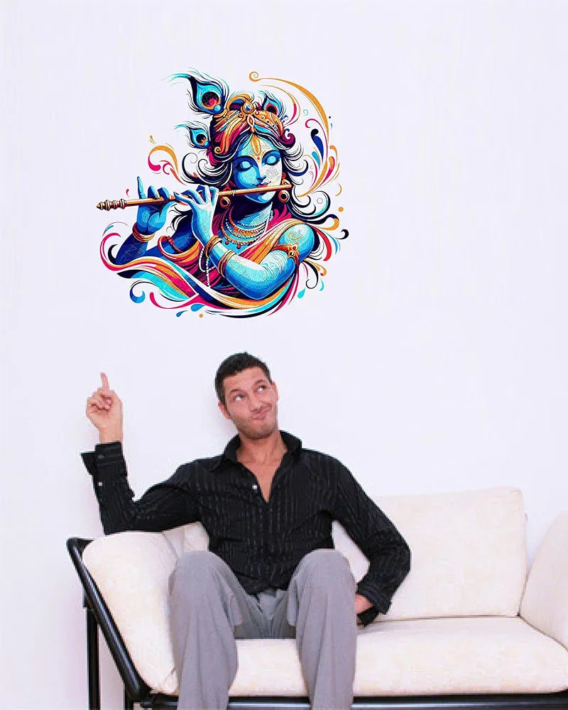 Rng Graphics Pvc Vinyl Little Krishna Wall Sticker Multicolor 58 Cm X 58cm DW-120L