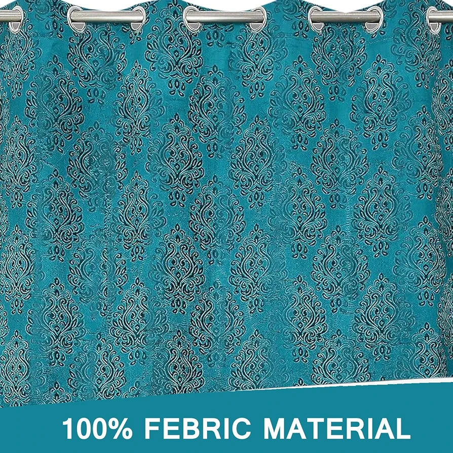 Fresh From Loom Botanical Opaque Window Curtains 6 Feet Long High Tenacity Yarn Polyester Punch Curtains