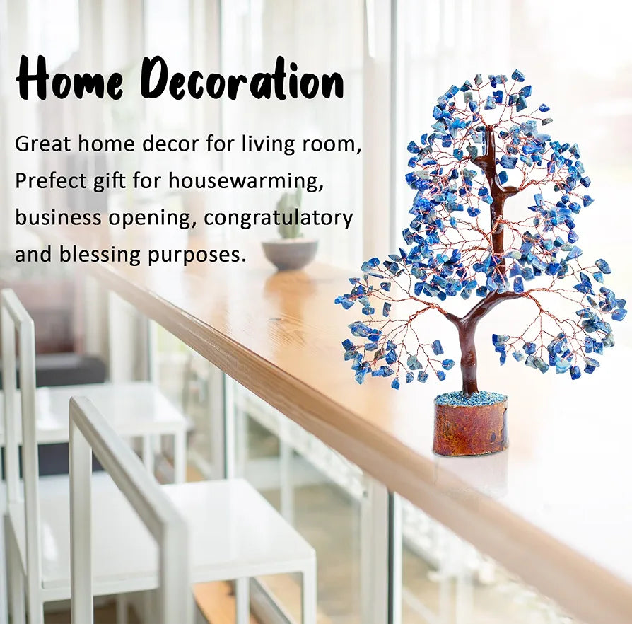 Bezavo Lapis Lazuli Energy Crystal Tree Feng Shui Tree for Abundance & Love Copper Wire