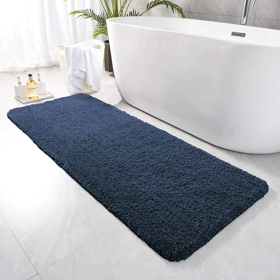 Luxe Home Runner 2500 GSM Microfiber Anti Skid Slip Newman Rugs for Bathroom Navy Blue