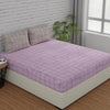 Huesland by Ahmedabad Cotton 144 TC Cotton Bedsheet for Double Bed King Size with 2 Pillow Covers | Orchid Bouquet & Harbor Grey