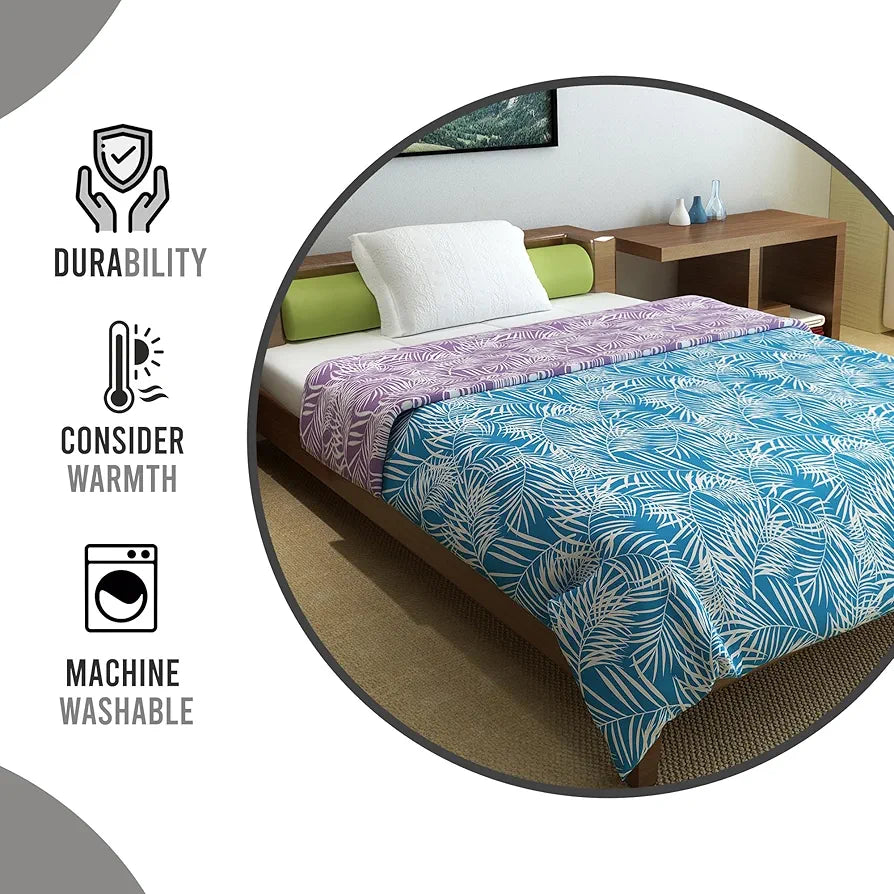 Divine Casa Microfiber 150 GSM Reversible Double Bed Comforter Ultra Soft & Lightweight Blanket Colour Aquarius Purple