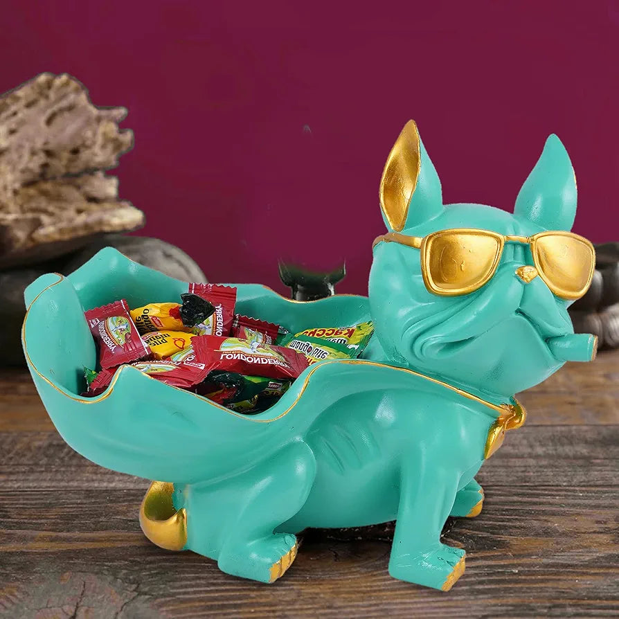 Zart Cool Dog Showpiece for Home Shelves Decor Item Dog Aquamarine Green Bask