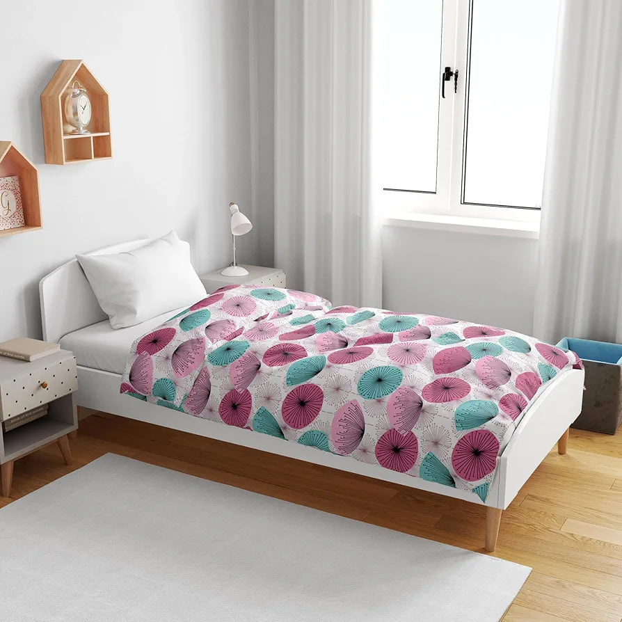 Divine Casa Floret 100% Cotton Single Kids Dohar 120 GSM Soft & Lightweight Throw Blanket Colour Rose Pink