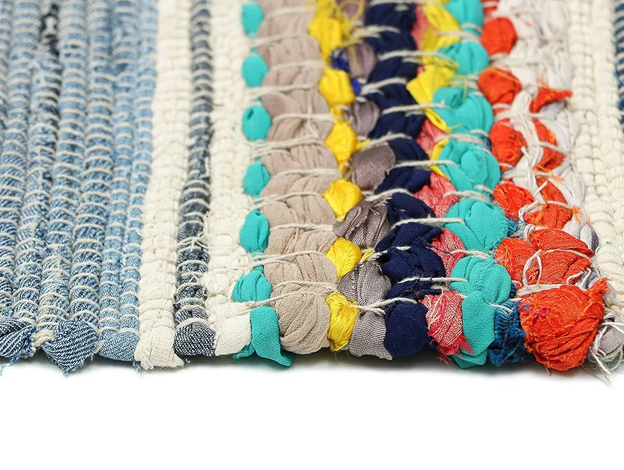 The Home Talk Handmade Cotton Carpets Tribal Contemporary Decorators Area Rugs Denim Blue