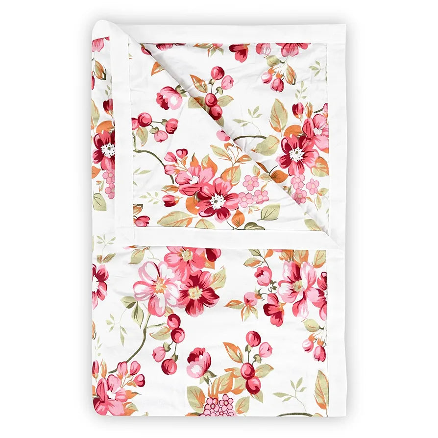 Divine Casa Floret 100% Cotton Single Dohar 120 GSM Soft & Lightweight Throw Blanket Colour Rosy Retreat