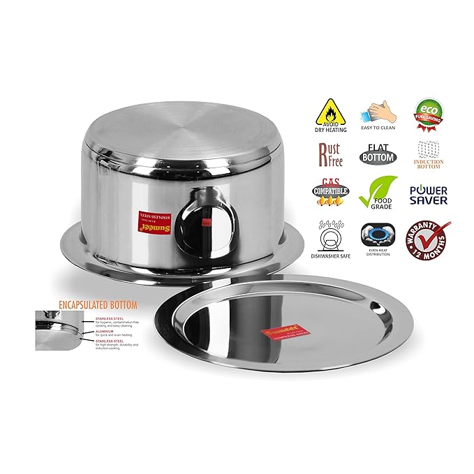 Sumeet Stainless Steel Induction Bottom Cookware with Lid Size No.14 (2.8 Ltr)