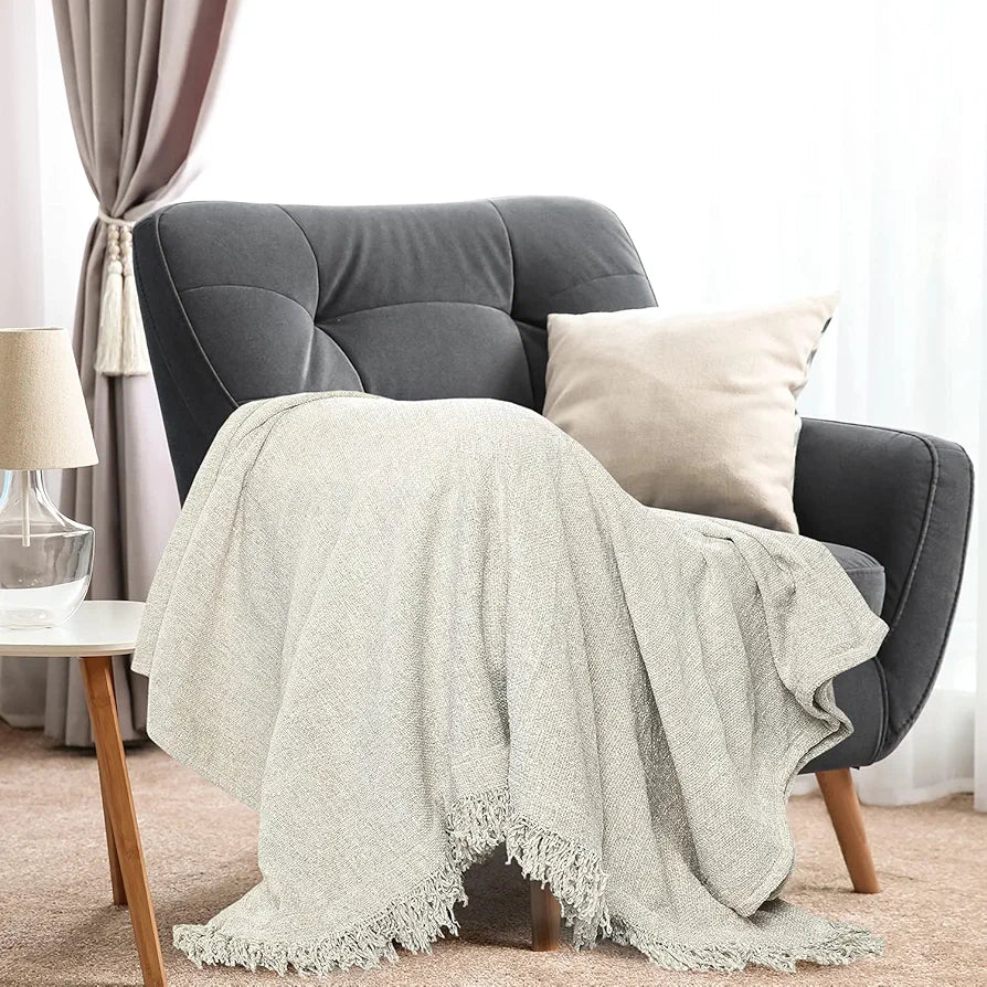 Sashaa World Soft Chenille Throw Colour Natural