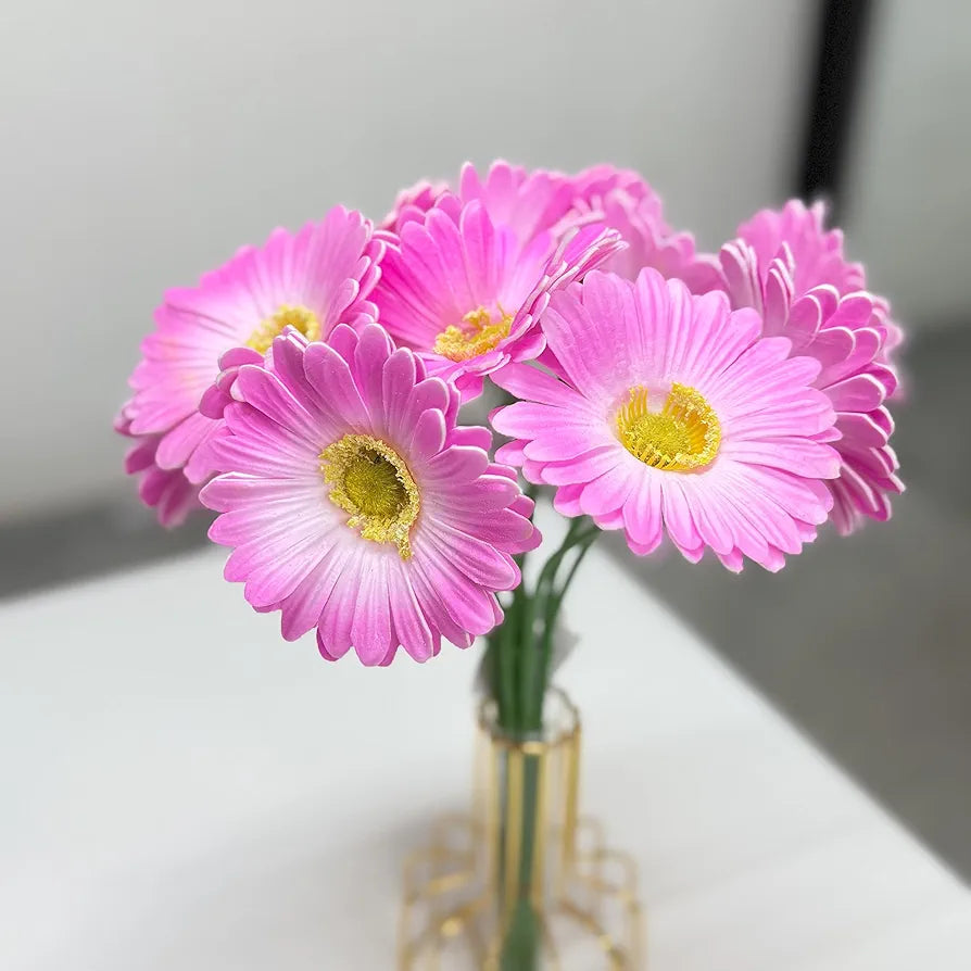 Gerbera Daisy Flowers Pack of 5 Orange Faux Blooms 30cm Tall Pink