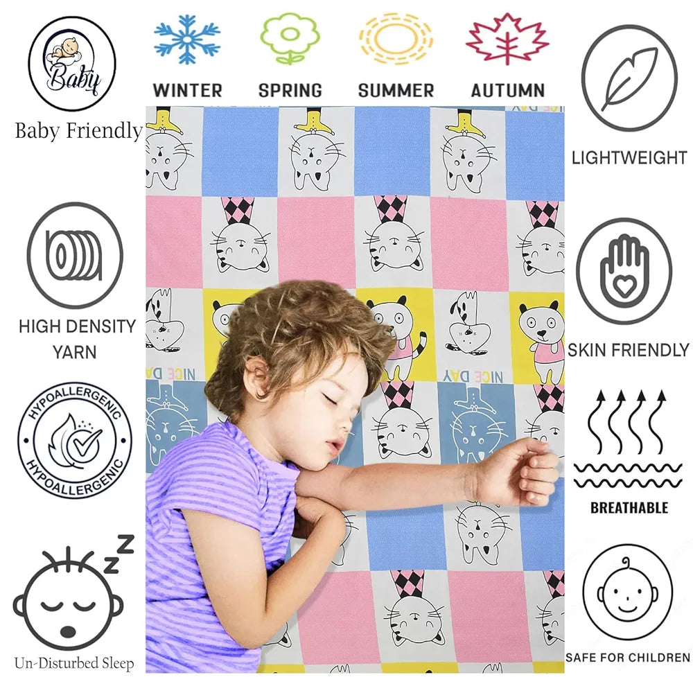 Fresh From Loom Hypoallergenic Glace Cotton Kids Elastic Fitted Bedsheet Rotary Printed Wrinkle Free With 2 Pillow Covers Aqua Pink 300 TC