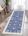 Ishro Home Velvet Premium Modern Runner Rug For Bedroom, Kitchen Colour  Geometrical Blue