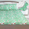 Divine Casa Floret 100% Cotton King Fitted Bedsheet 144 TC Deep Pocket Design Soft & Breathable Fabric Colour Blossom Haven Mint
