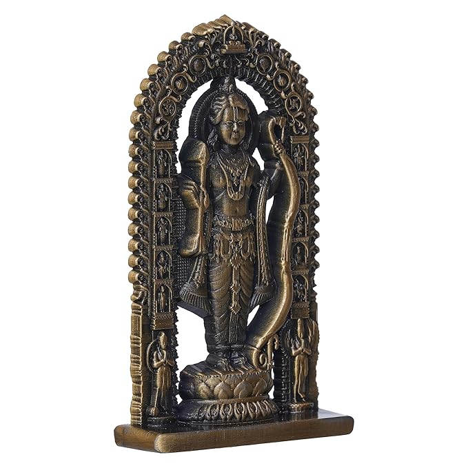 Ecraftindia Golden Metal Handcrafted Shri Ram Statue Holding Bow & Arrow | Ayodhya Ram Lalla Idol