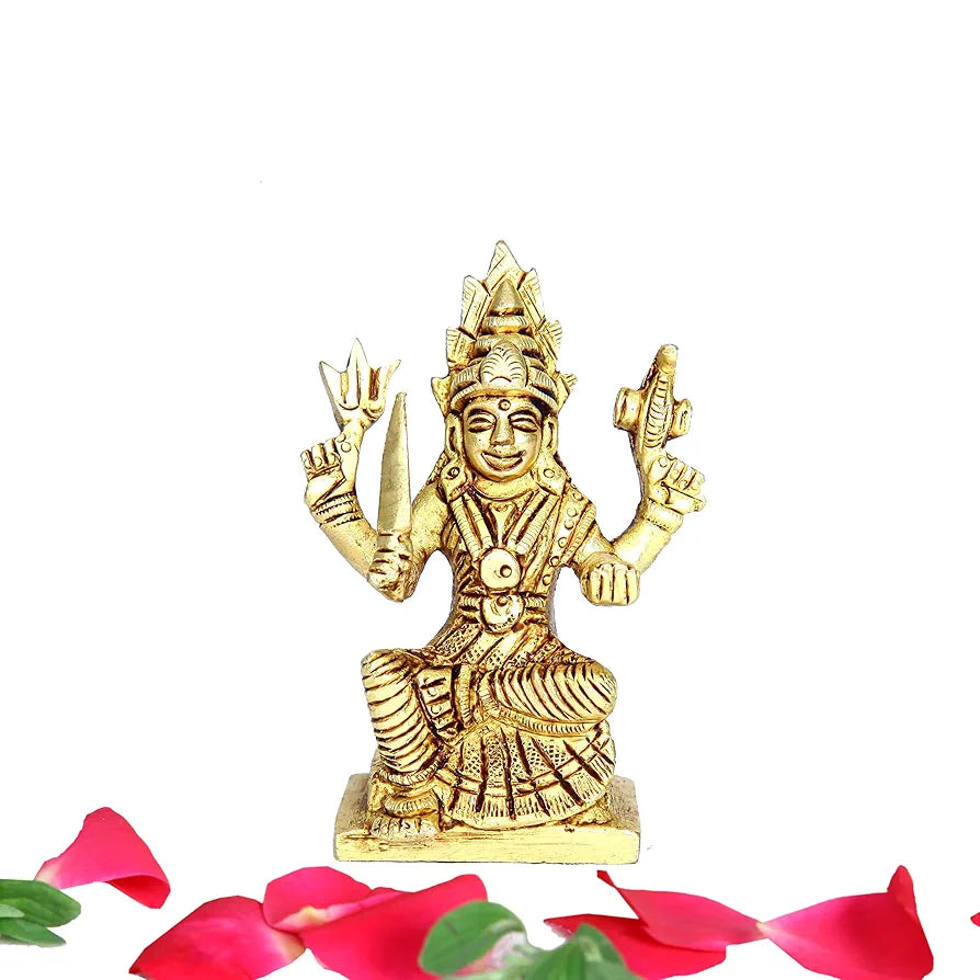 anciently Mariamman Statue Small | Brass Mariamman Idol | Mariamman Silai Small 7.8CM Height, Gold Colour
