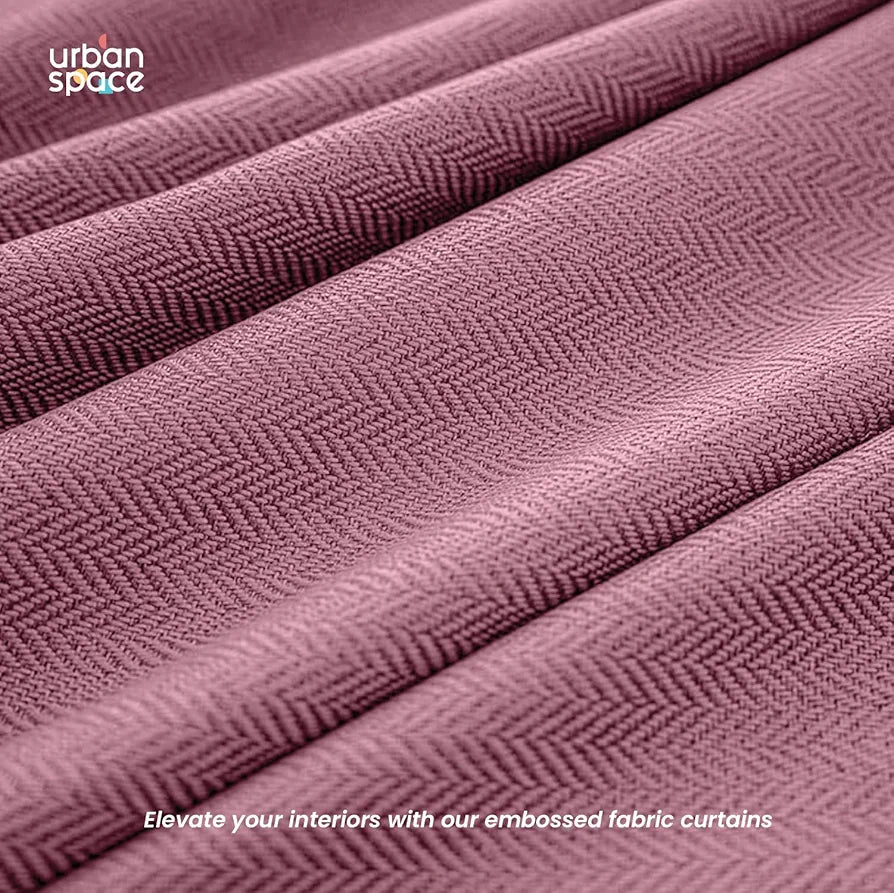 Urban Space Blackout Curtains for Door Set of 2, Embossed Herringbone Design Light Blocking Blackout Curtain for Living Room, Curtains with Eyelets and Tieback Drift Pink