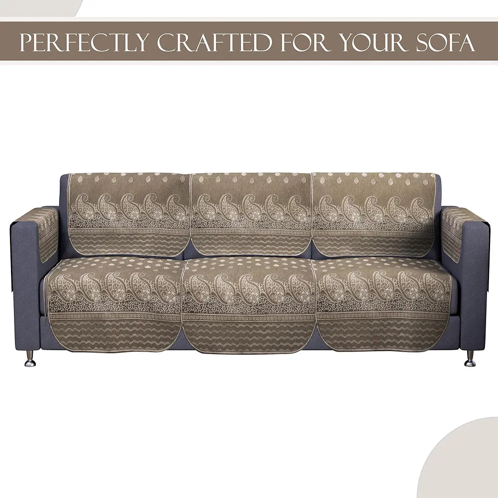 Kuber Industries Set of 16 Fully Covered Sofa Cover 5-Seater Carry Vento Mousse Colour