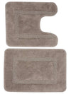 Saral Home Cotton Anti Slip Bathmat Set with Contour Colour Grey (Pack of 2)