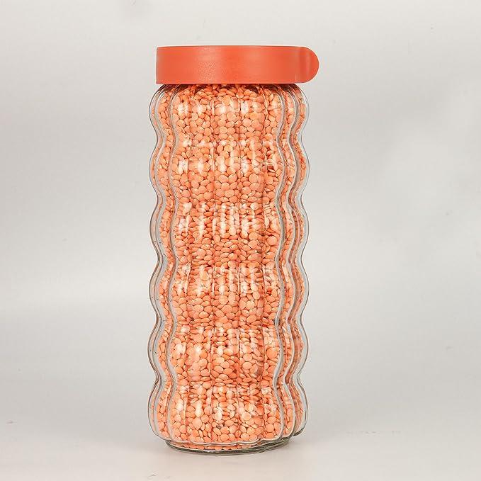 Femora Kitchen Storage Jars Clear Glass With Plastic Stackable Lid Jar | 1000 Ml | Pack of 4