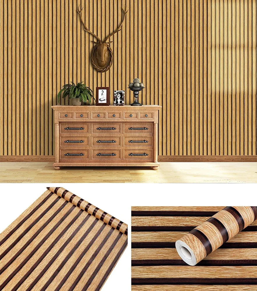 Indian Royals Brown Wooden Pvc Wallpaper for Furniture Doors and Walls - Waterproof Brown