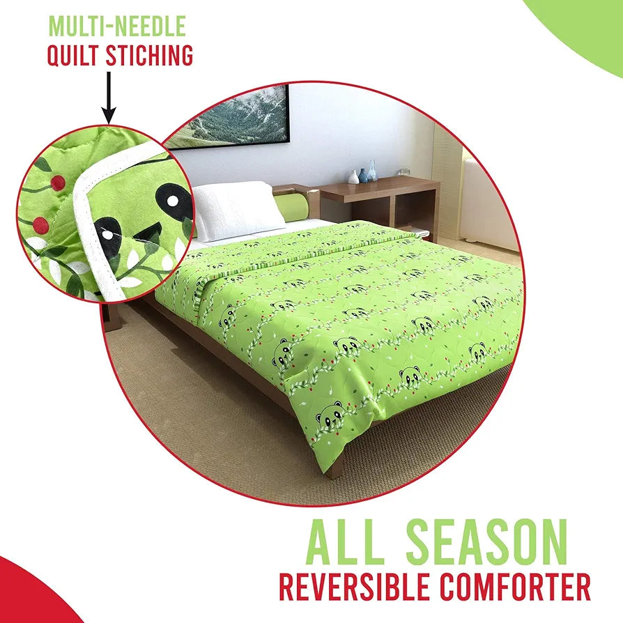 Divine Casa 120 GSM Cotton Single Bed Comforter Soft & Lightweight Reversible All-Season Blanket Colour Paradise Green