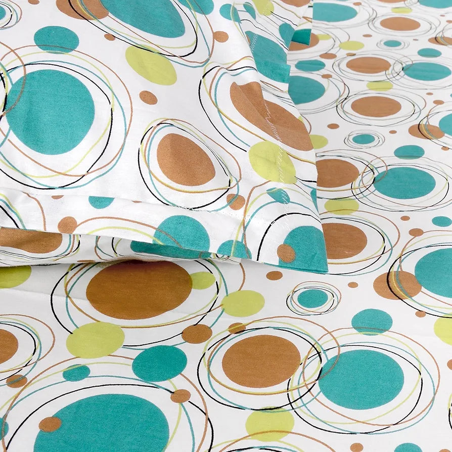 Divine Casa 144 TC 100% Cotton Bedsheet for Double Bed with 2 Pillow Cover Colour Aqua Sand